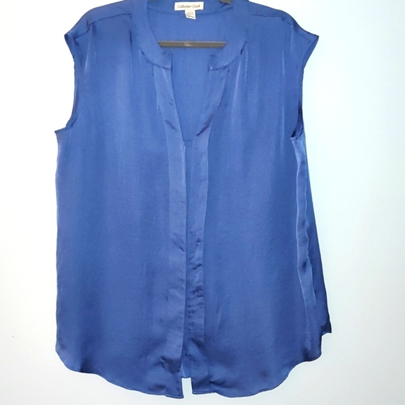 Coldwater Creek Sleeveless V Neck Chiffon Crepe Light Blue Top Size 1X 14-16 - Picture 1 of 11